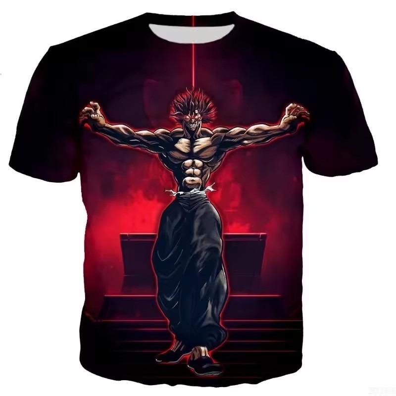 Anime 3D Muscle Printing Street Wear Men's Fashion Trend Street Round Neck T-shirt