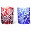 Mizukage Kiriko Pair of Rocks 70mm Diameter X 90mm Ranbori Komon Red Bishou J-kitchens Glasses, High, 210cc, Pattern, & Blue, (Current Model)