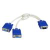 High Resolution 1080P VGA 1 Male To 2 Female Video Cable Adapter Cord for Double Monitors Output and Easily Wiring