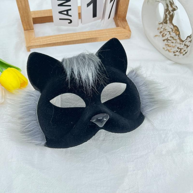Мягкая маска для лица с кошачьей мордочкой для косплея и Хэллоуина, маска для вечеринки-карнавала с регулируемой эластичной лентой, удобная в носке