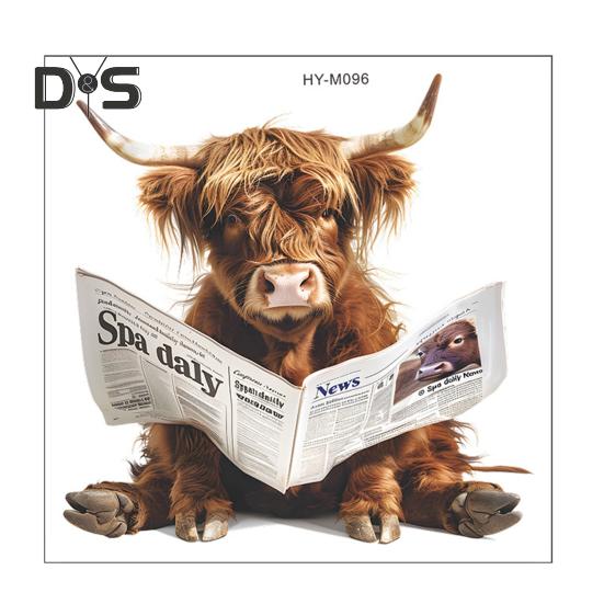 Чтение газет Як стикер для унитаза Съемный самоклеящийся водонепроницаемый ПВХ Гостиная Ванная комната Стена Искусство Корова Крышка унитаза Украшение Наклейка