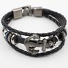 Men Fashion Cool PU Metal Anchor Bracelet Wristband Gifts Jewelry AVE