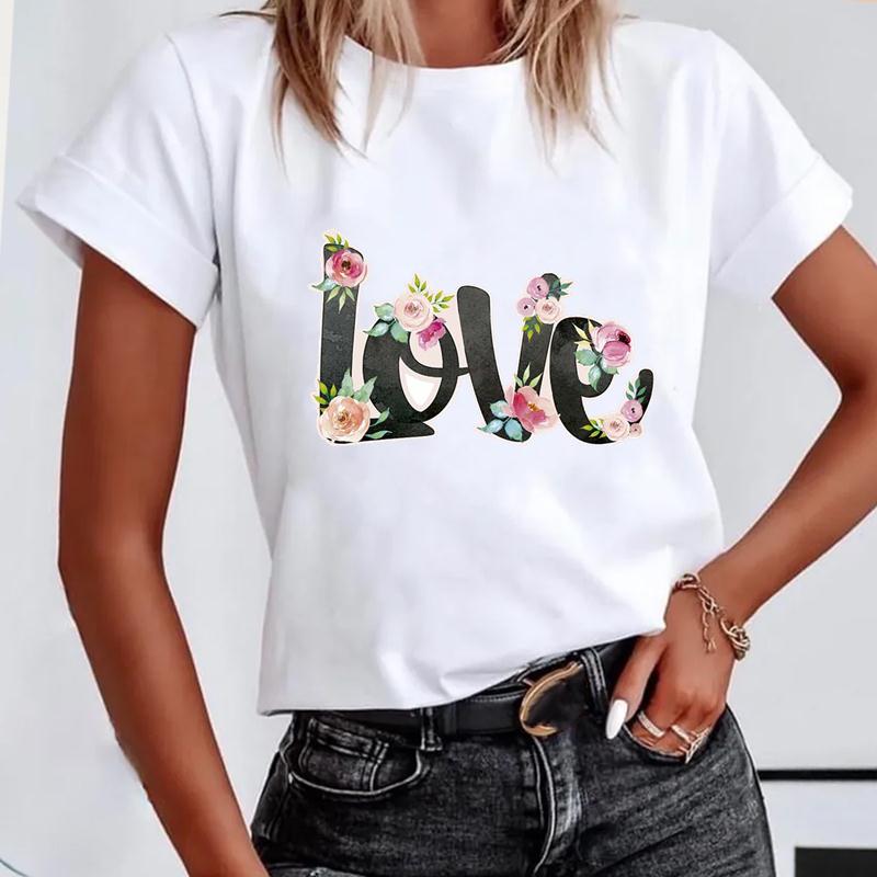 Short Sleeve Leopard Love Letter Trend Women's Print Tee Top Summer Fashion Tshirt Woman Female Basic T Clothing Graphic T-shirts