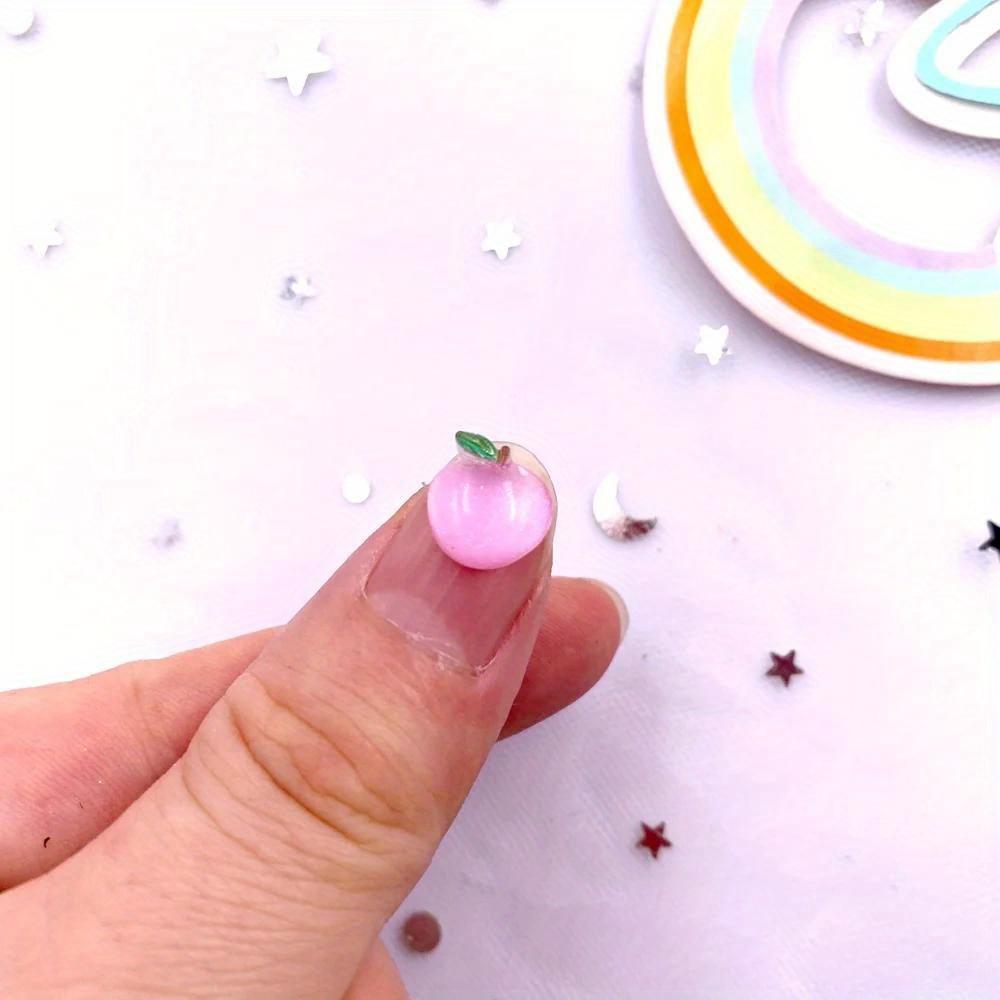 Смола, смешанные красочные блестящие мини-персики, груши, виноград, яблоко, вишня, лимон, хурма, редис, фрукты, еда, дизайн ногтей, стразы с плоской задней частью