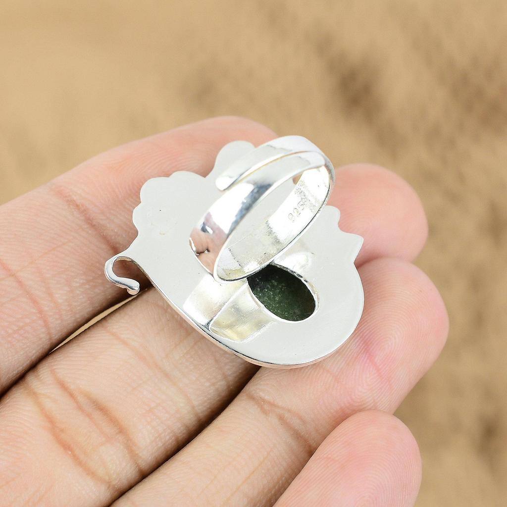 Кольцо-заявление из стерлингового серебра с рубиновым цоизитом, в стиле ар-деко, с цветком, этническое, обещание