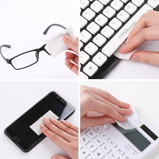 100 шт. / Коробка Салфетки для чистки очков Одноразовая обезжиривающая бумага Предварительно увлажненные салфетки для чистки линз для стекла