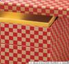 Outdoor Lunch Box Made in 3 Washi Red and Gold Checkered x x J-kitchens (Lunch Box) Japan, Tiers, 6-inch, Paper, Pattern, 19.0cm 19.0cm 17.6cm