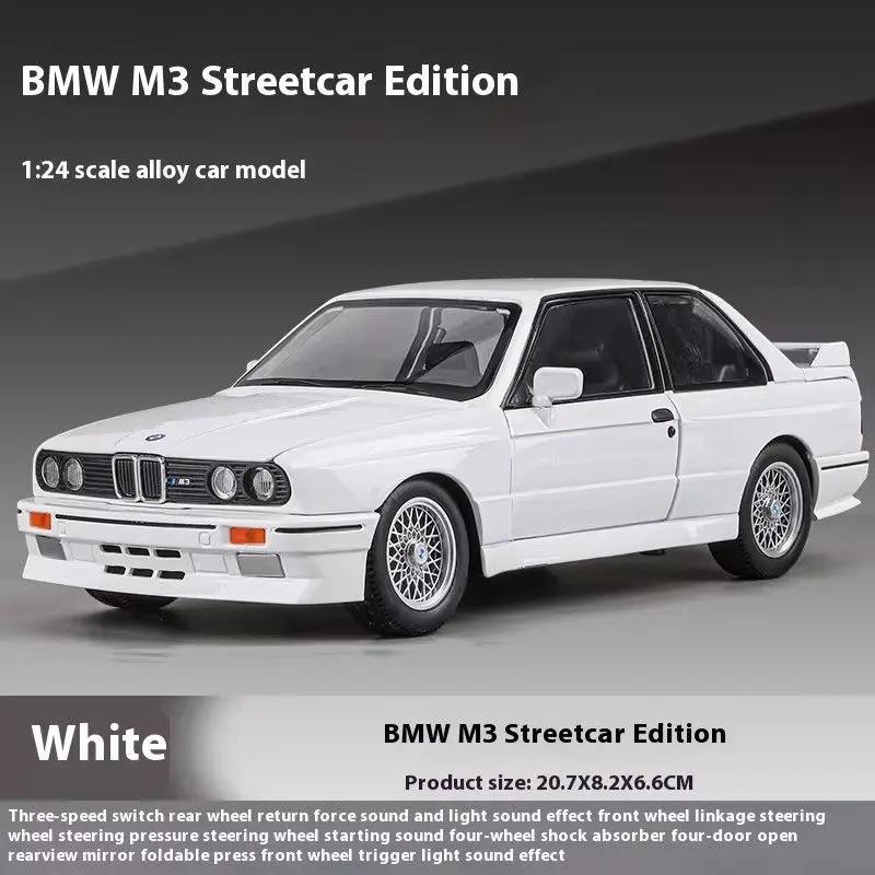 AAAOO1 1:24 1988 BMW M3 E30 Alloy Sports Car Model Diecasts Metal Classic Car Vehicles Model Simulation Sound and Light Kids Toys Gifts