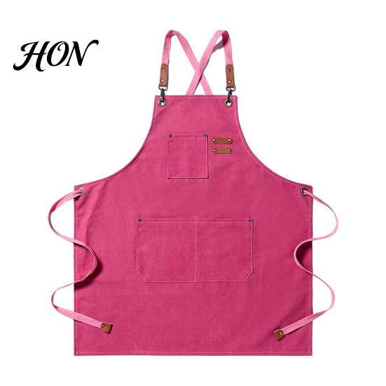 Multi Pocket Tool Apron Canvas Work with Multi-Pocket, Waterproof Oil-Proof Cross-Back Apron, Professional Nail Tech Adjustable Straps Protective for