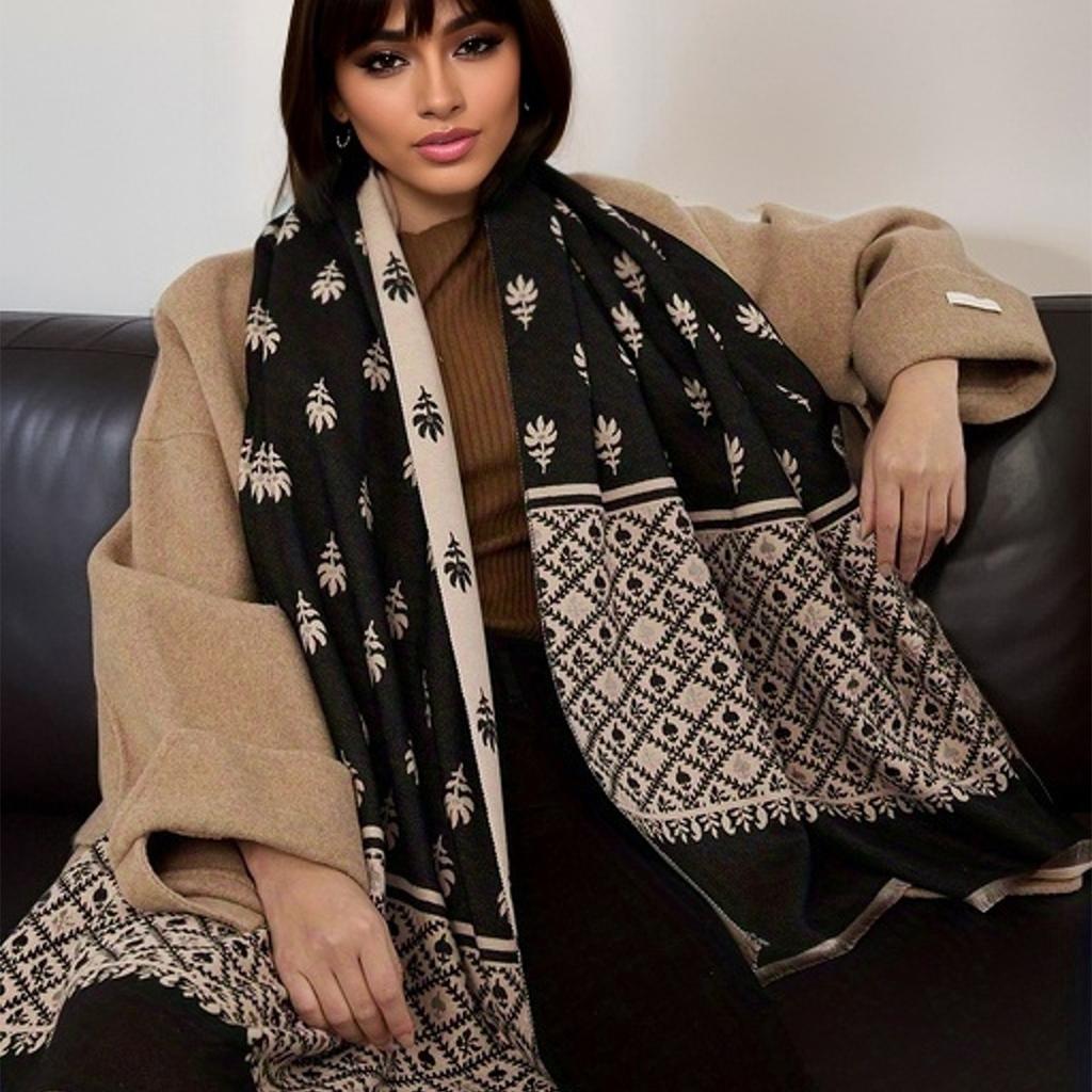 Travel Poncho Warm Cashmere Scarf Women  Luxury Thick Blanket Winter Bufanda Shawl Print New Wraps Pashmina Female Stoles