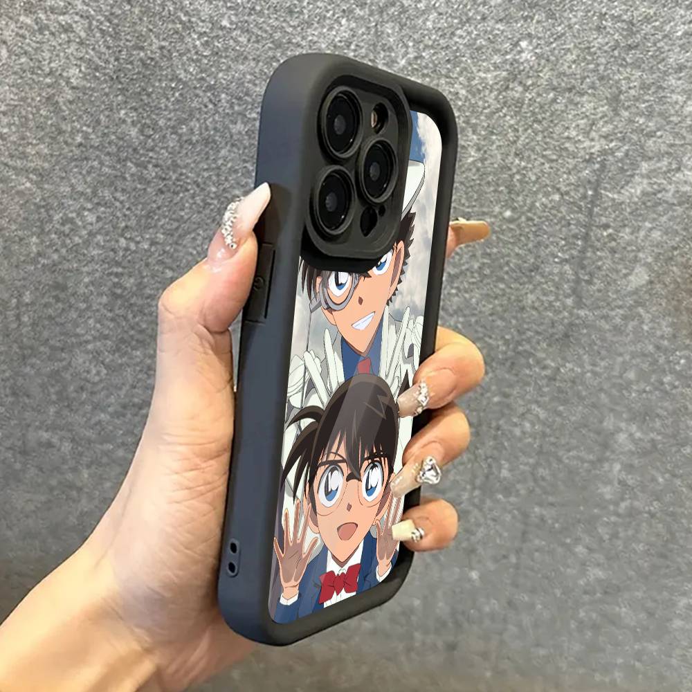 Детектив Конан МУЛЬТФИЛЬМ Для IPhone 17 Pro Max 16 15 14 13 12 11 Plus Черный Мягкий Чехол для Телефона