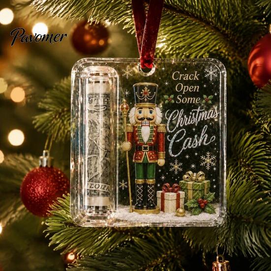 Держатель подарочной карты для Рождественской елки, Денежный ornament, Прозрачный акриловый держатель для денег, Праздничное Рождественское подвесное украшение, Забавные способы Рождества, День рождения