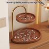 2-Tier Jewelry Stand Wooden Jewelry Organizer with 2 Trays Retro Tiered Tray Jewelry Holder for Necklaces