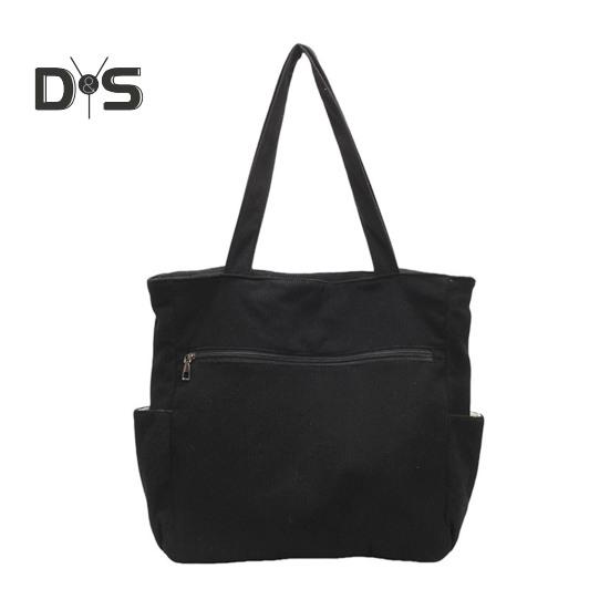 Женская вельветовая сумка-тоут, большая сумка на плечо, однотонная повседневная сумка-тоут с молнией и карманами для путешествий, занятий в спортзале, отпуска