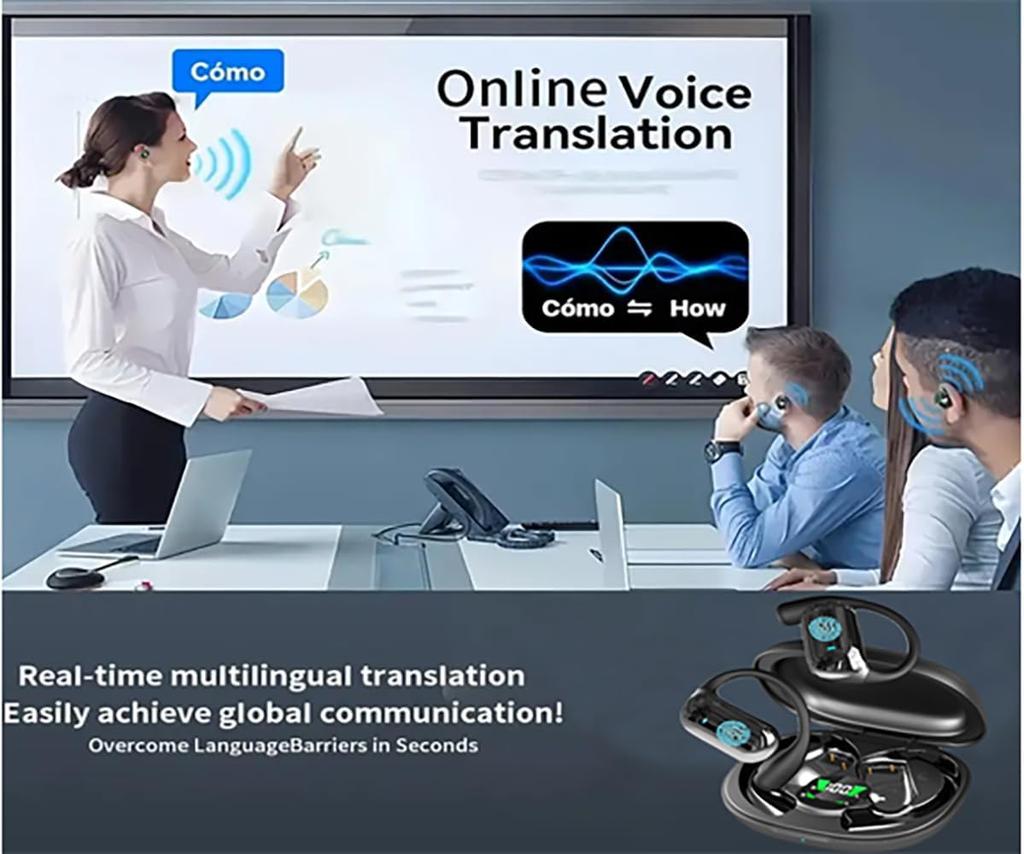Беспроводные наушники-переводчик UYUXIO AI с 144 онлайн-языками, Bluetooth 5.4 OWS, наушники для путешествий с переводом в реальном времени