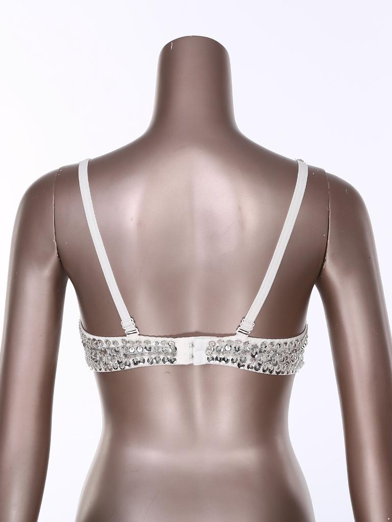 Women Music Festival Club Dancing Costume Shiny Belly Dance Bra Tops Tassel Sequined Costume Carnival Outfit Dancewear