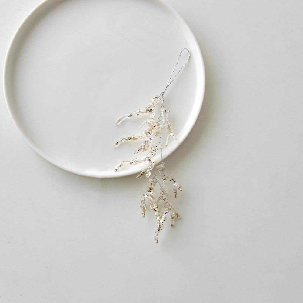 Acrylic Christmas Icicle Pendant Artificial Leaves Realistic Glitter Christmas Branches DIY Craft Xmas Tree Hanging Ornament