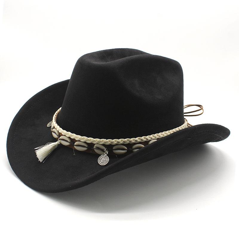 White Fringed Decorative Suede Fleece Warped Edge Western Cowboy Hat Men And Women Outdoor Curled Brim Ethnic Style Top Hat Felt Hat