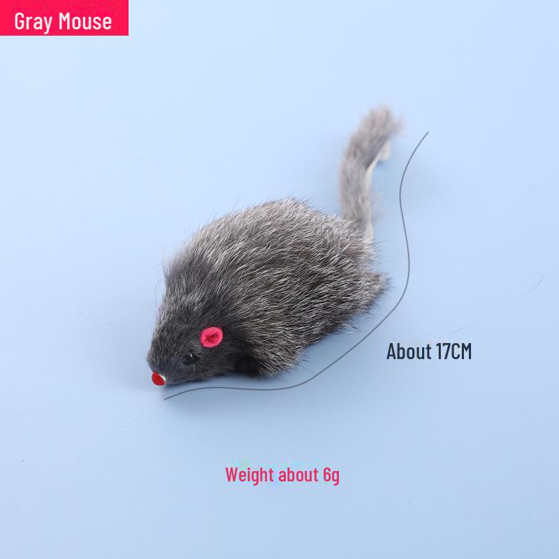 Зоотовары: Интерактивная игрушка-мышь из искусственного меха с защитой от укусов и звенящими камешками для кошек.