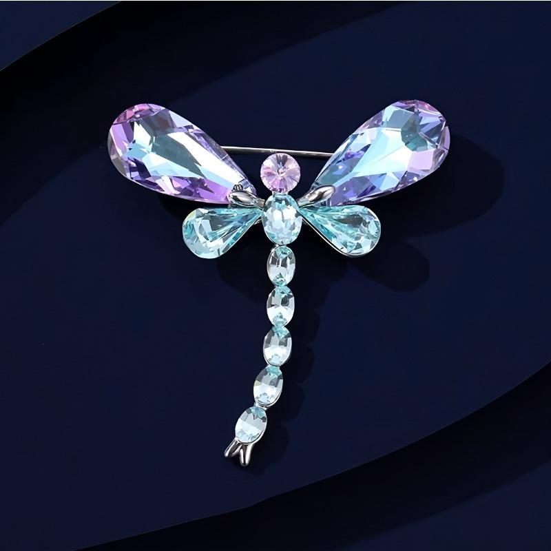 Light Luxury Crystal Dragonfly Brooch, High-end Feminine Charm, Colorful Insect Corsage, Niche Design Sense Brooch