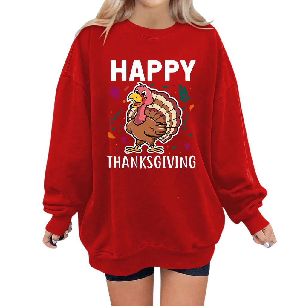 Women's Fashion Casual Long Sleeve Thanksgiving Printed Sweatshirt Top