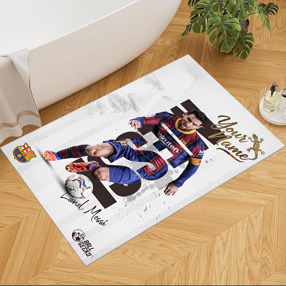 Football Messi Customize Your Name Floor Mat Design for Outdoor Study room Kitchen Decorate room Anti-slip Rug Office home decor Wedding Party Gift