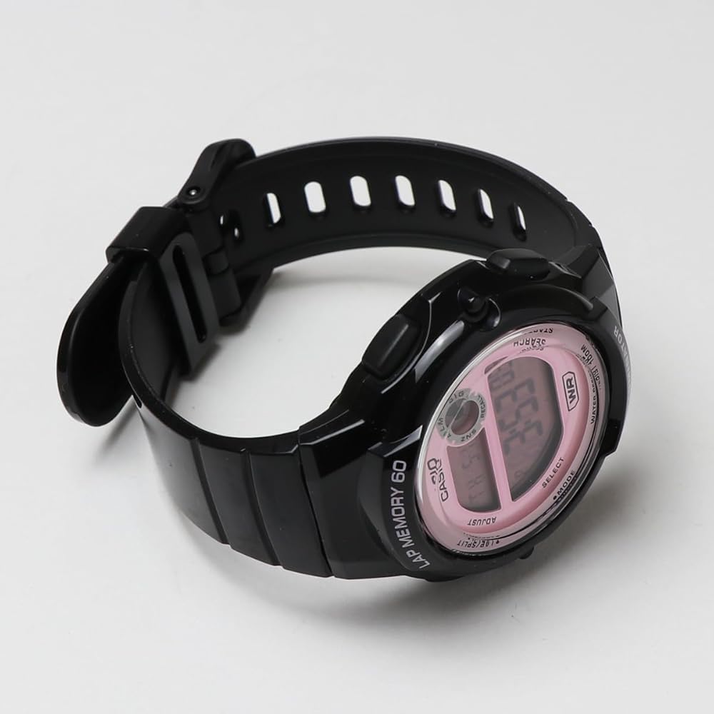 Casio LWS-1200H Sports Watch 60 Lap Memory Waterproof Lightweight Black Pink