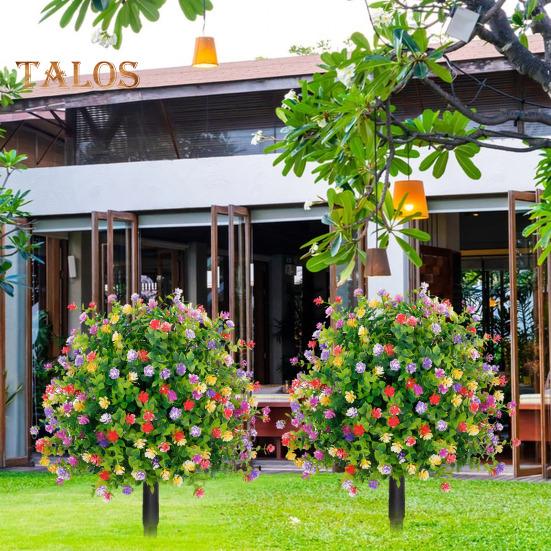 Искусственная топиарная композиция с цветами, искусственные кусты для улицы, растения с шипами для земли, устойчивые к ультрафиолетовому излучению, искусственные цветы для сада, патио, балкона, декора