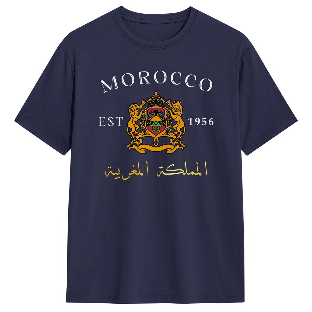 Kingdom of Morocco Est 1956 T Shirt for Unisex Cotton Casual TShirt Round Neck Tees Short Sleeve Tops Graphic Printed
