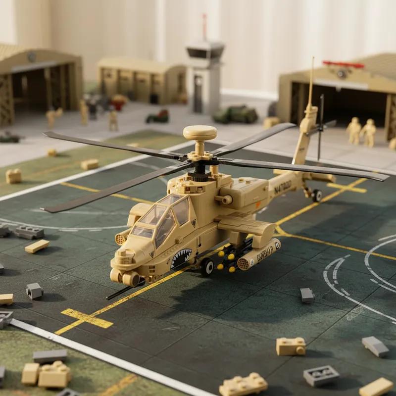 259 деталей Строительные блоки Вертолет AH-64 Apache США Военная Техника Армейский Боевой Вертолет Модель Кирпичи Спецназ Подарок Домашнее Украшение