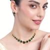 Gold Plated Sparkling Necklace for Women with Green Austrian Crystals