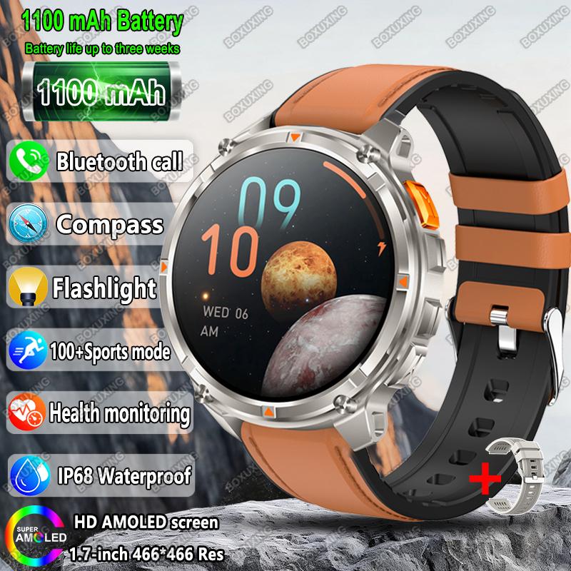 Новые умные часы Military T-Rex 3 для мужчин, батарея 1100 мАч, AMOLED, водонепроницаемость IP68, компас для улицы, Bluetooth-вызовы, спортивные умные часы