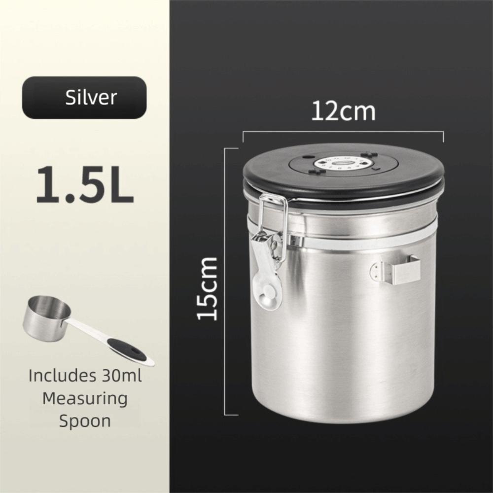 Sealed Coffee Bean Storage Box Stainless Steel Kitchen Storage Jars Coffee Bean Cans  Cafe Supplies