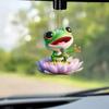Charming Acrylic Frog With Flower Decoration Car Hanging Ornament Ideal For Car Decor