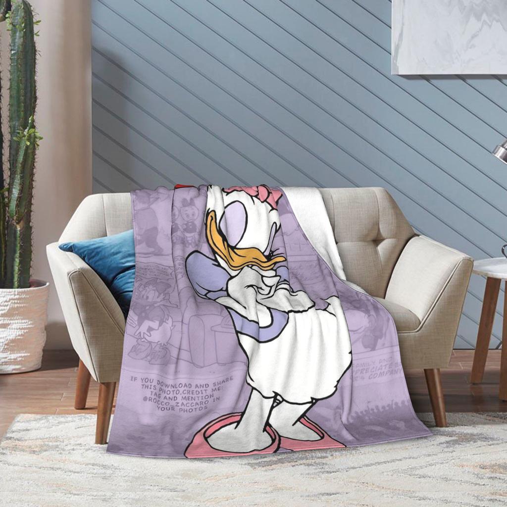 Funny Cute Daisy Duck Blanket Multiple Sizes Warm Cozy Fluffy Throw Blankets for Sofa Couch and Bed