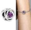 Медные twelve month birthstone сердце вечность шармы бусины кулон подходят к оригинальному браслету для женщин тонкие ювелирные изделия