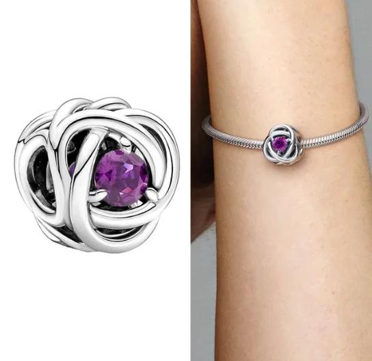 Медные twelve month birthstone сердце вечность шармы бусины кулон подходят к оригинальному браслету для женщин тонкие ювелирные изделия