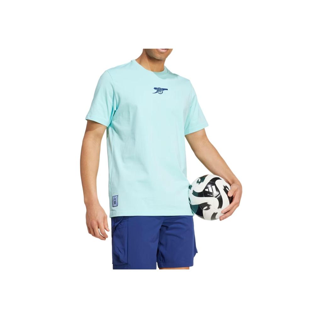 Adidas Футболка Arsenal Comfortable Versatile с коротким рукавом для мужчин, прозрачная, аквамариновая, цвет IT4100