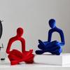Abstract Flockeds Thinker Statue Resins Art Sculpture for Modern Home Decoration on Shelf or Desktop