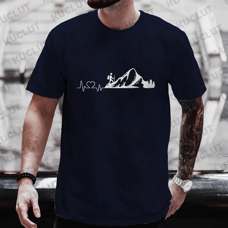 Clothing T-shirt for Unisex Mountain Ecg Graphic Y2k Tops Outdoor Tees Hiking Camping Fashion Casual T Shirt for Male Tshirt