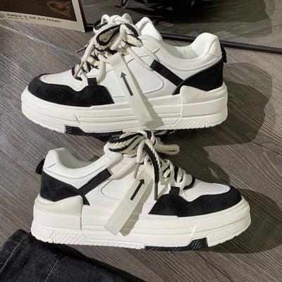 Модные студенческие туфли в корейском стиле с цветными блоками, новая весенняя повседневная обувь на платформе и платформе, увеличивающая рост, повседневная белая обувь для женщин