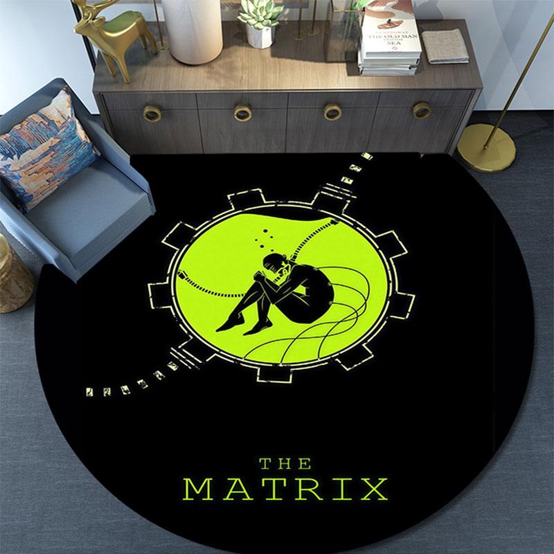 Matrix pattern round rug,Carpet Rug for Living Room Bedroom Playroom ,Non-slip Floor Mat,Holiday Gifts and Birthday Gifts.