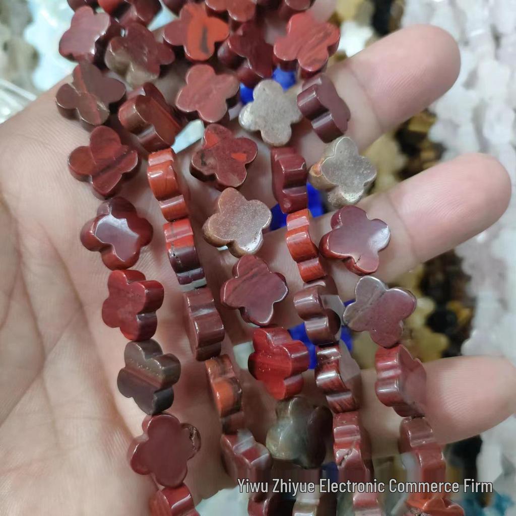 14mm Natural Crystal Agate Four-Leaf Clover Beads for DIY Jewelry