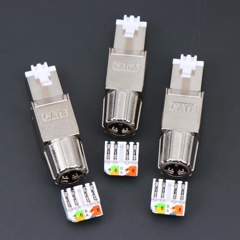 1 шт. Инструмент для разъемов Cat7 Cat6A Cat8 RJ45 Безвинтовой Цинк-сплав Экранированные Ethernet-терминаторы