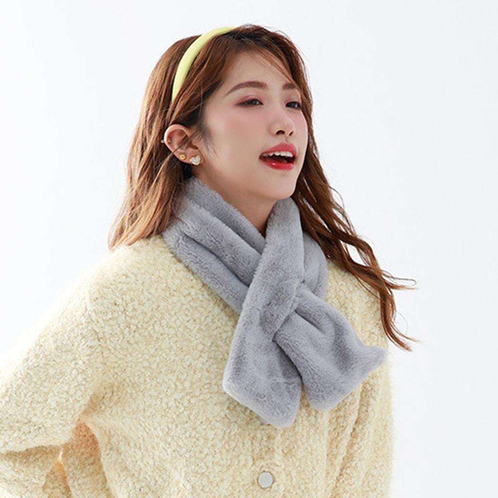 Женский плюшевый шарф, сладкий и мягкий осенне-зимний однотонный теплый шарф