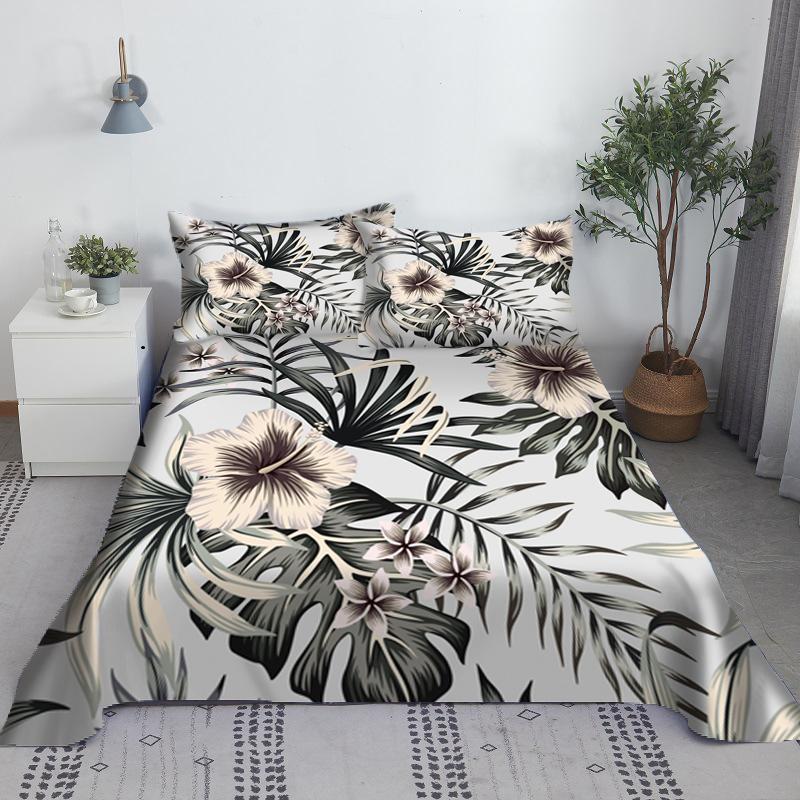 Комплект простыней с различными цветами, 3D-печать, плоская простыня с наволочкой для детей и взрослых, полиэстер, полный/двуспальный размер, оптом