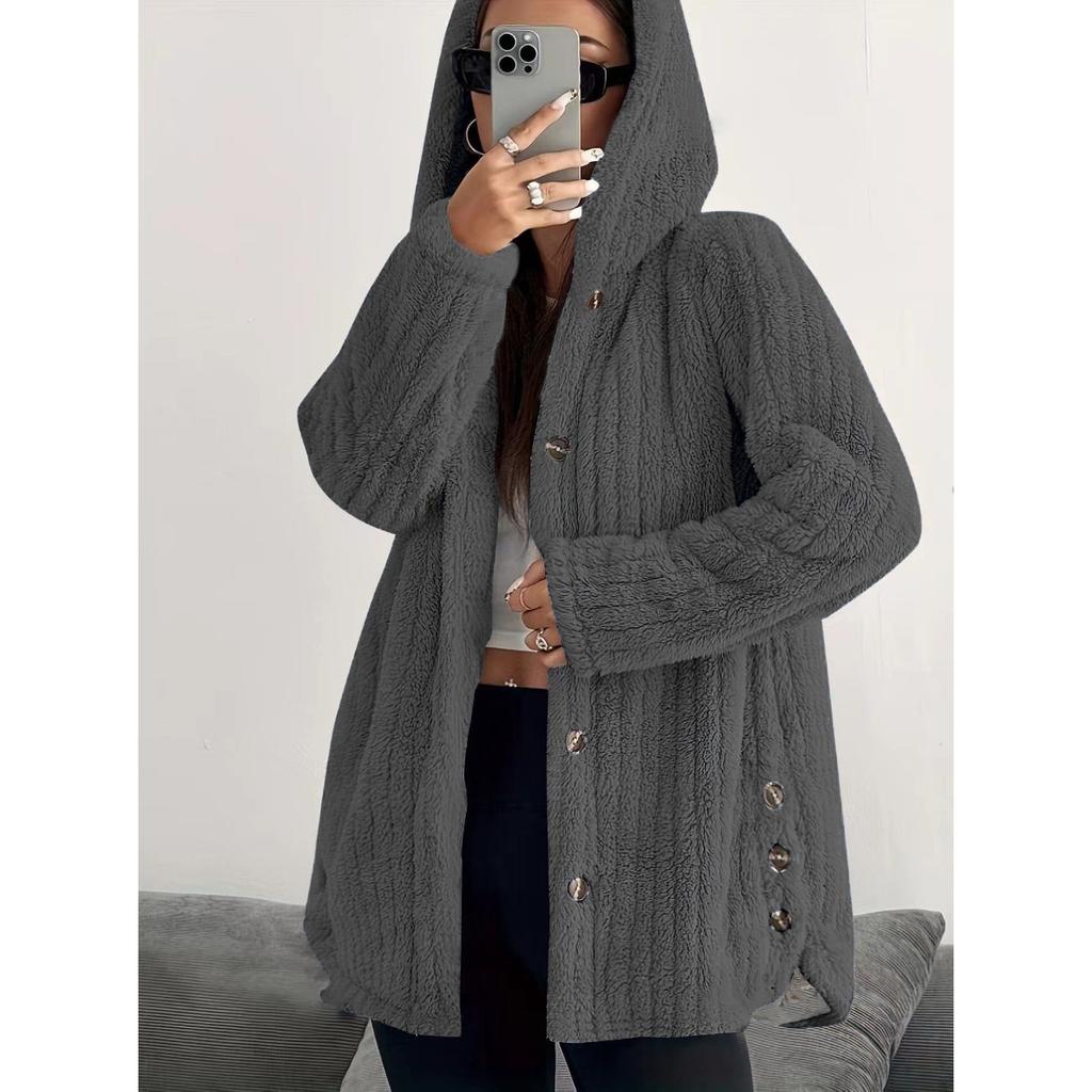 Женская однотонная толстовка с капюшоном и длинными рукавами, свободная, плюшевая, для осени и зимы