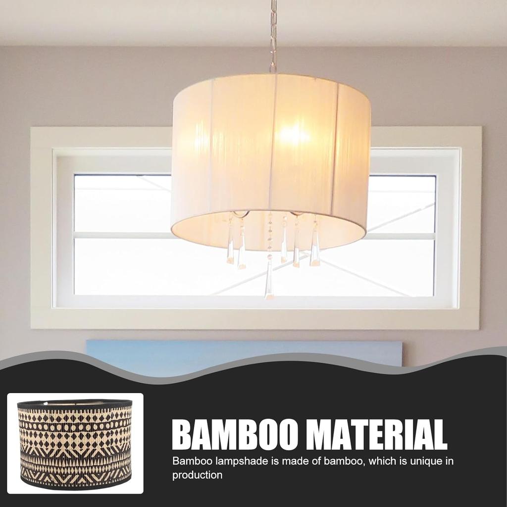 Angoily Бамбуковый абажур Винтажный абажур-барабан Декоративный чехол для лампы для люстр Торшер Подвесной светильник Настольная лампа