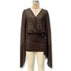 Autumn European and American style new fashion temperament sexy deep V wavy horn sleeve slim hip wrap dress