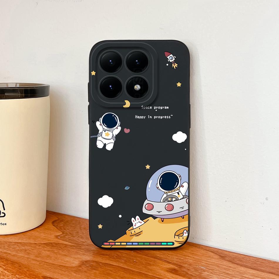 Чехол для телефона Xiaomi 15T Pro Чехол для Xiaomi 17 Pro Max Милый Астронавт Funda Для Xiaomi15T Мягкий Жидкий Силикон Прочные Задние Крышки
